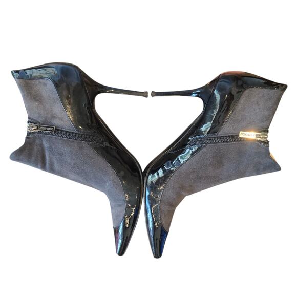 Jimmy Choo Grey Black Patent Brady Low Heel Ankle Booties Size 39 8 8.5 - Picture 3 of 8